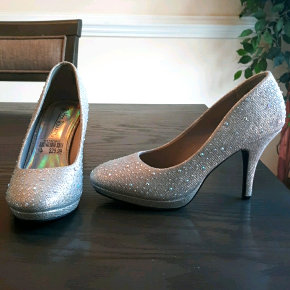 Silver Rhinestone Heels - Picture 2 of 11